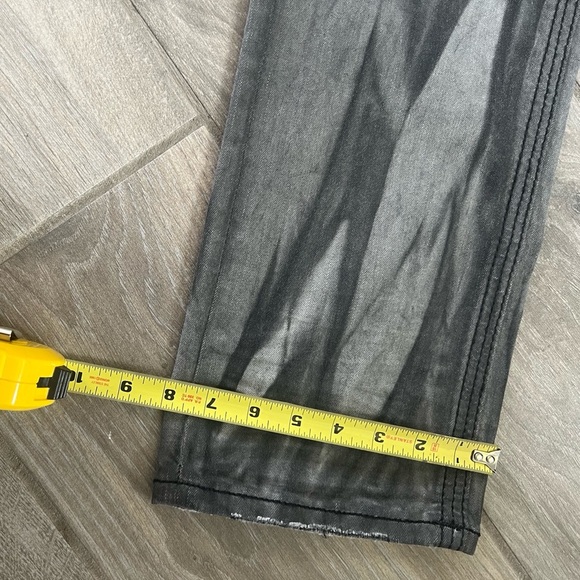 Rock Revival Armory Biker Faded Gray Distressed Embellished Jeans - Picture 15 of 17